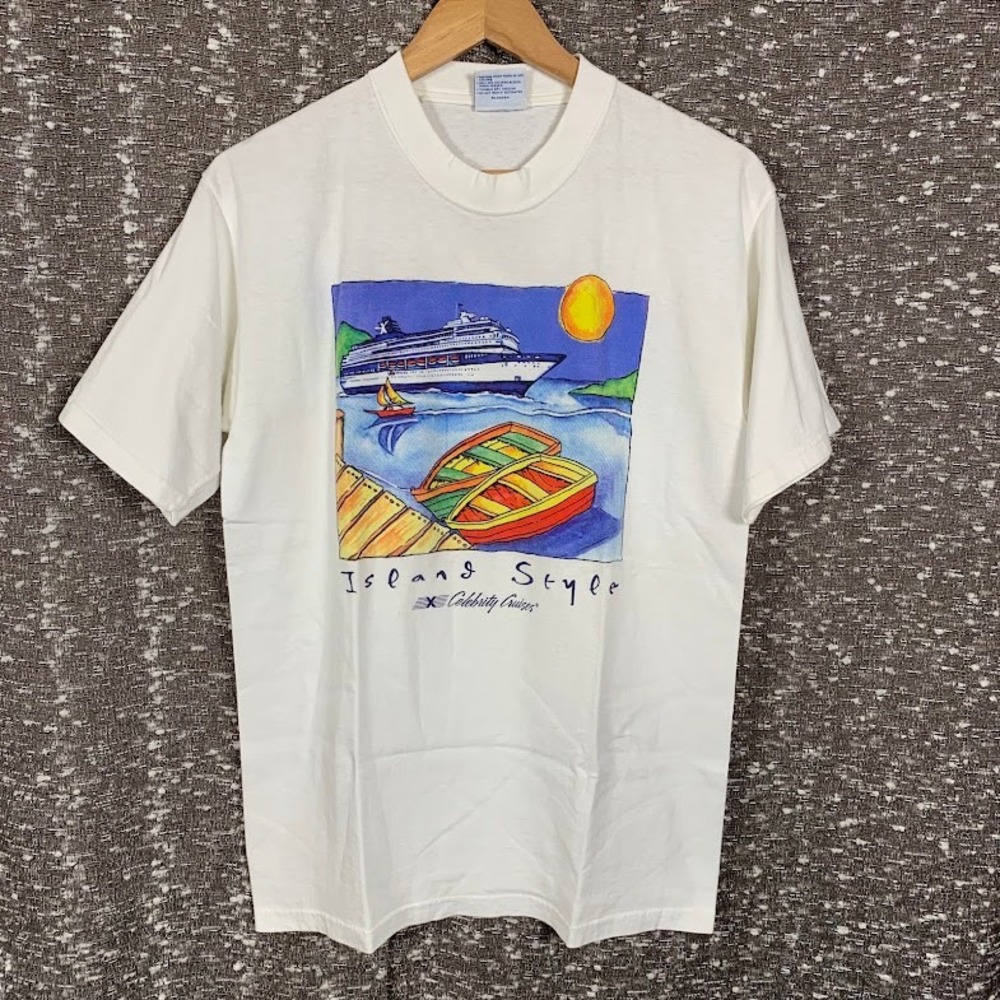 Vintage Island Style Celebrity Cruises T-Shirt All Sport White Graphic Medium